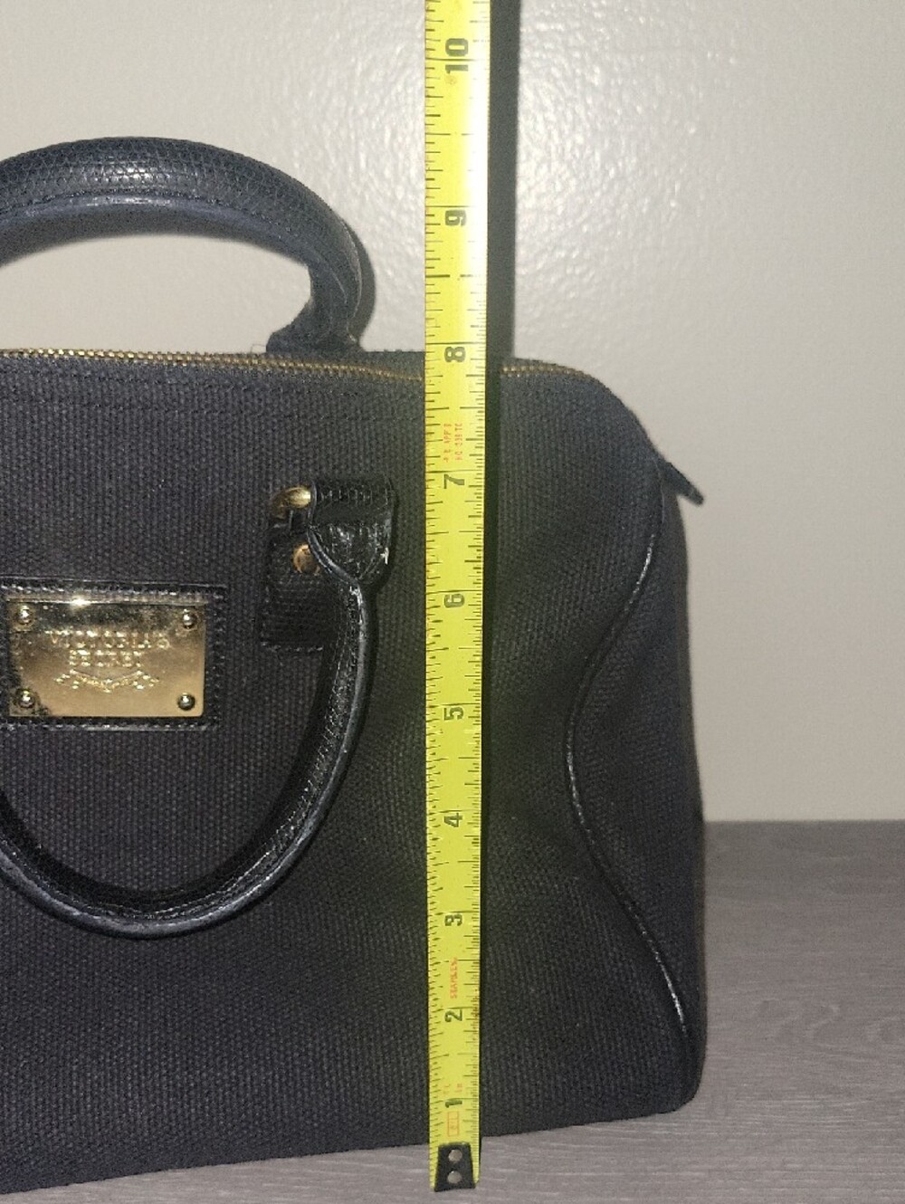 Victoria's Secret Black Canvas Handbag with Gold Logo Plaque - Picture 9 of 11